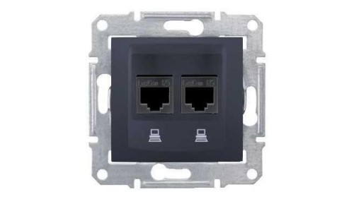 SEDNA Gniazdo komputerowe podwójne RJ45 kat.5e grafit SDN4400170
