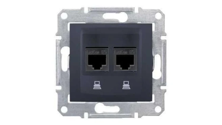 SEDNA Gniazdo komputerowe podwójne RJ45 kat.5e grafit SDN4400170
