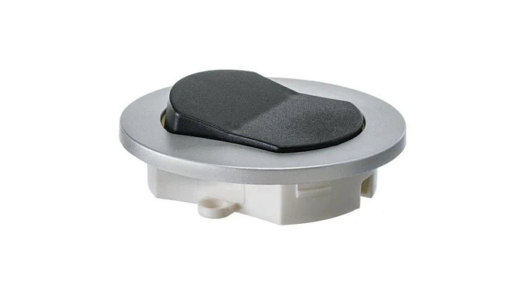 Włącznik meblowy srebrny wpuszczany fi65 230V 2,5A z kablem 2m 2x0,75mm2 (srebrno czany)