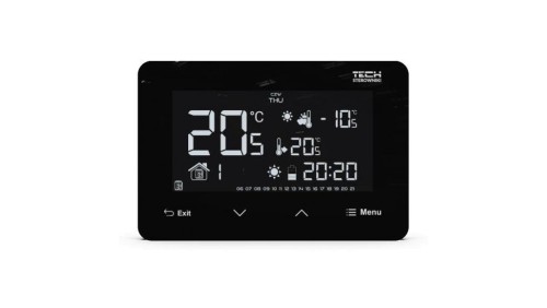 TECH ST-293 V2 - Regulator pokojowy bezprzewodowy dwustanowy kolor czarny szklany