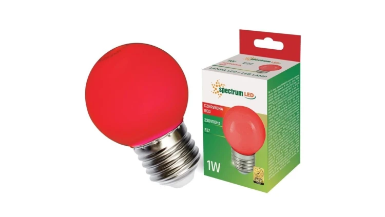 LED KULKA E-27 230V 1W CZERWONY SPECTRUM