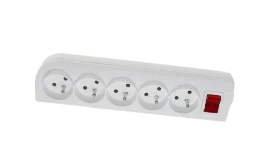 Rozgałęźnik do przedłużacza z wyłącznikiem 5-gniazd z/u biały GN-50W