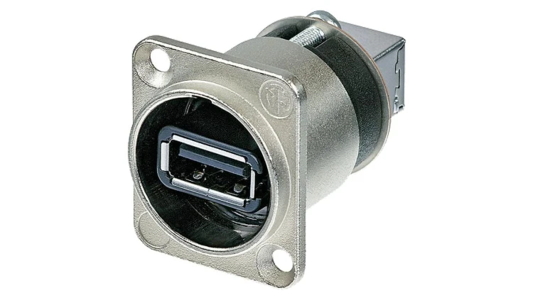 NEUTRIK Gniazdo tablicowe panelowe Adapter USB 2.0 A / B odwracalny srebrny NAUSB-W