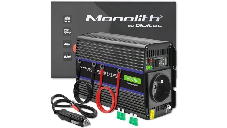 Qoltec Przetwornica napięcia Monolith 600 MS Wave 12V na 230V 300/600W USB