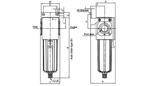 Filtr wstępny sprężonego powietrza G 1/2 GW do 10 bar, 5 mikronów
