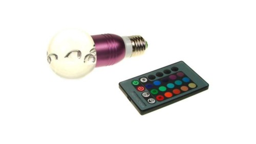 Żarówka LED Gais E27 3W RGB z pilotem fioletowa