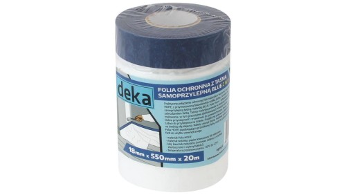 FOLIA OCHRONNA Z TAŚMĄ NIEBIESKĄ 55CM*20M