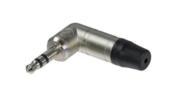 NEUTRIK Wtyk kątowy srebrny Audio AUX mini Jack 3,5mm Stereo na kabel do 4,5mm pozłacany czarny NTP3RC