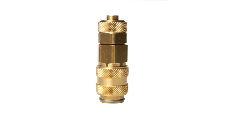 Szybkozłącze pneumatyczne DN5 typ 21, skręcane do węża fi 8x6 mm, mosiądz