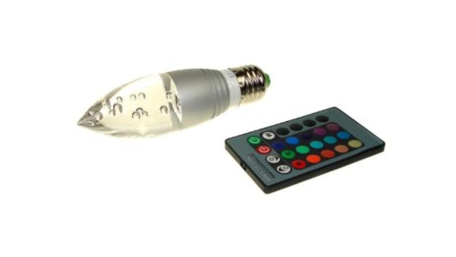 Żarówka LED Offa E27 3W RGB z pilotem srebrna-