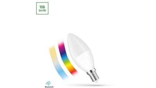 LED ŚWIECOWA 4,9W E-14 230V RGBW+CCT+DIM BTM Spectrum SMART Easy Smart