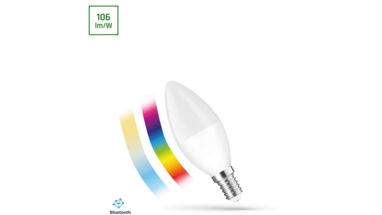 LED ŚWIECOWA 4,9W E-14 230V RGBW+CCT+DIM BTM Spectrum SMART Easy Smart