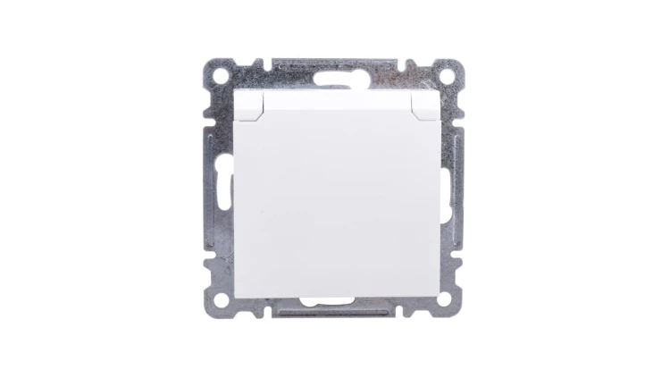 Lumina Gniazdo pojedyncze z/u 16A z klapką IP20 białe WL1120