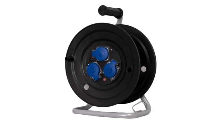 Rozgałęźnik na bębnie plastikowym NERO-240 3x230V IP44 + termik + kontrolka