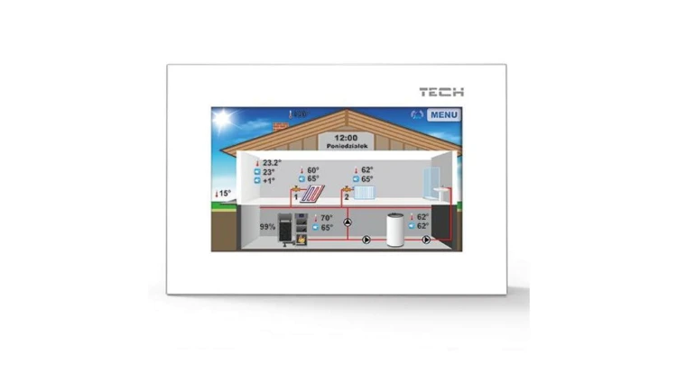 TECH ST-281 C - Regulator pokojowy z komunikacją RS szklany kolor biały