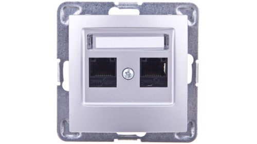 IMPRESJA Gniazdo komputerowe podwójne RJ45 kat.5e MMC srebrne GPK-2Y/K/m/18
