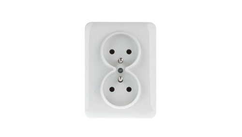 Lumina Gniazdo podwójne z/u 16A kompletne białe WL1220