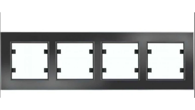 Lumina passion Ramka 4-krotna pozioma szkło czarne WL9241