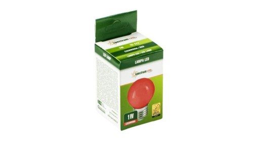 LED KULKA E-27 230V 1W CZERWONY SPECTRUM