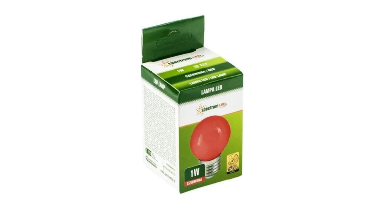 LED KULKA E-27 230V 1W CZERWONY SPECTRUM