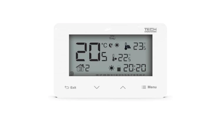 TECH ST-293 V3 - Regulator pokojowy przewodowy dwustanowy kolor biały szklany