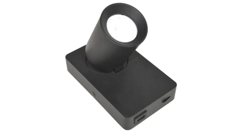 Lampa spotlight Taft 1xGU10 czarna gniazdo usb