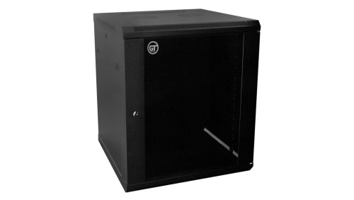 Szafa wisząca RACK 19 15U 450mm drzwi szklane czarna GTS zdejmowane boki Seria AD