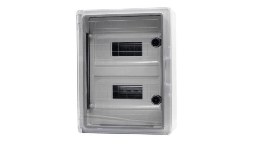 Szafa z tworzywa MP 250x350x150 mm IP65 drzwi przeźroczyste 2 rzędy 18 modułów