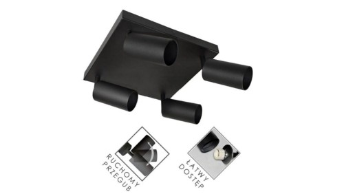 Lampa spotlight Fargo 4xGU10 czarna kwadrat