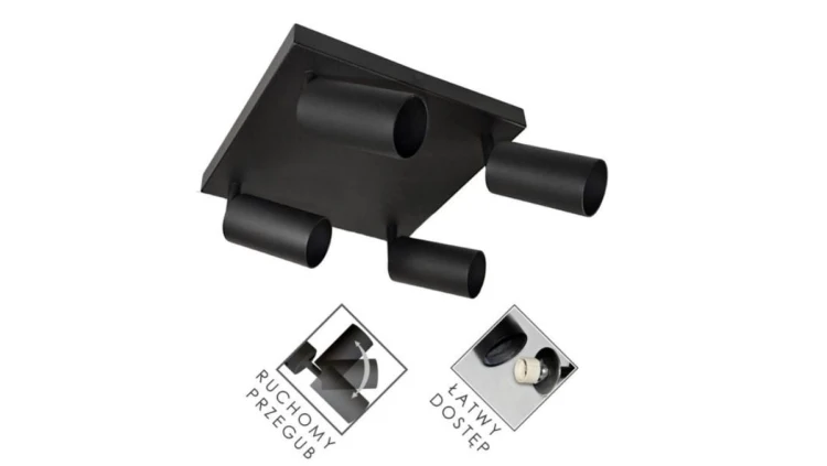 Lampa spotlight Fargo 4xGU10 czarna kwadrat