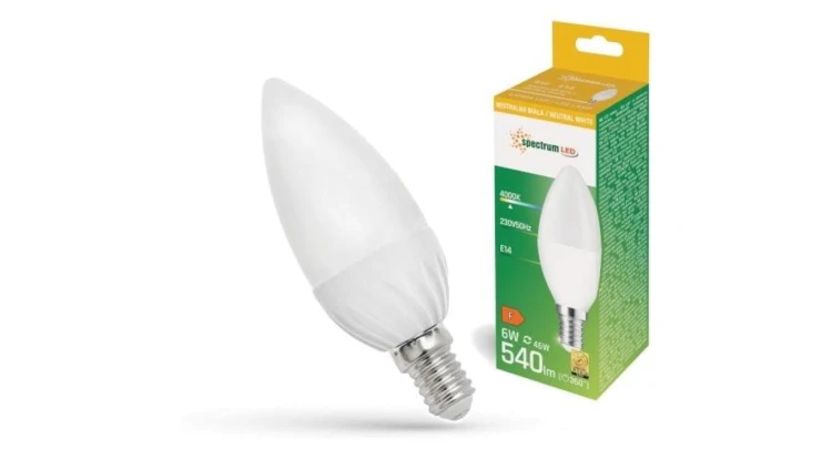 Żarówka LED E14 230V 6W świecowa 540lm neutralna 75.0302