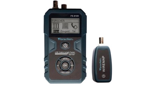 Tester kabli sieciowych RJ45 + BNC PREMIUM z pomiarem PoE i długości przewodu FORSCHER FS8109