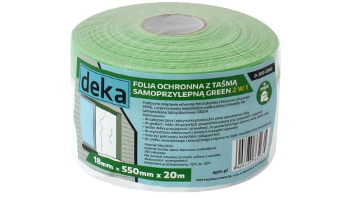 FOLIA OCHRONNA Z TAŚMĄ ZIELONĄ DO ZEWNĄTRZ 55CM*20M