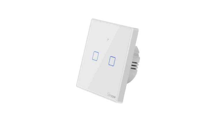 Dotykowy włącznik światła WiFi + RF 433 Sonoff T2 EU TX (2-kanałowy)
