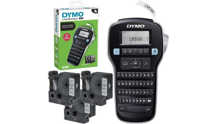 Drukarka etykiet DYMO LabelManager 160 dla biura, domu, instalatora (LM 160) S0946320 / 2181011 + 3 taśmy DYMO D1 12mm