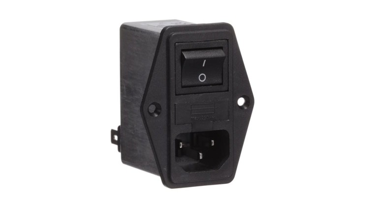 Złącze zasilające AC męskie 6A 250VAC C14 (E) 450uH FN283-6-06