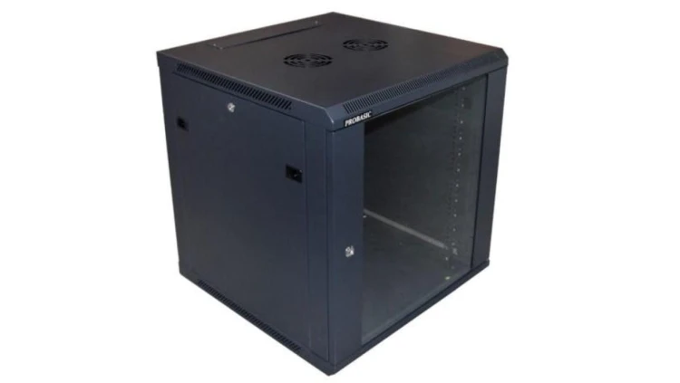 Szafa 19cali wisząca ZETA 12U 600x600 RAL9004 szkło d