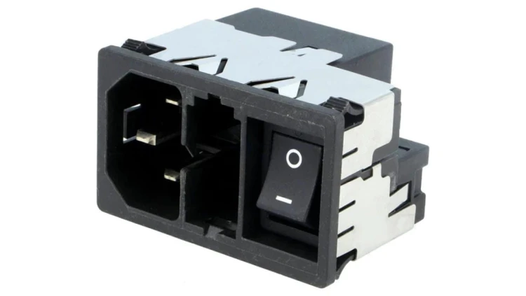 KMF1.1141.11Złącze zasilające AC gniazdo męskie 4A 250VAC IEC 60320 KMF