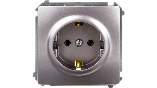 Simon Basic Gniazdo pojedyncze SCHUKO z/u 16A IP20 stal inox BMGSz1.01/21