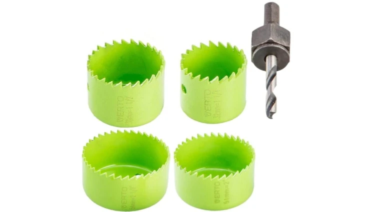 Zestaw otwornic HSS 32-54 mm do stali, drewna, tworzywa itp. Komplet 4 szt + adapter VERTO 60H953