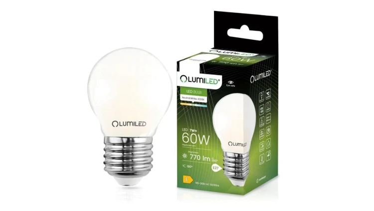 Żarówka LED P45 E27 7W = 60W 770lm 4000K Neutralna 360 Filament Mleczna LUMILED