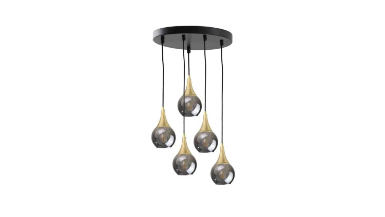 Lampa wisząca nowoczesna 5xE27 LACRIMA SMOKY/GOLD