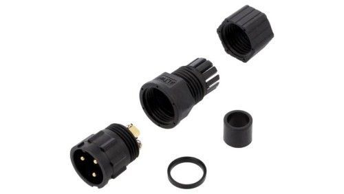 DC-03BMMB-LL7001 Złącze okrągłe wtyk rozmiar D męski 3PIN złocony 20A IP67