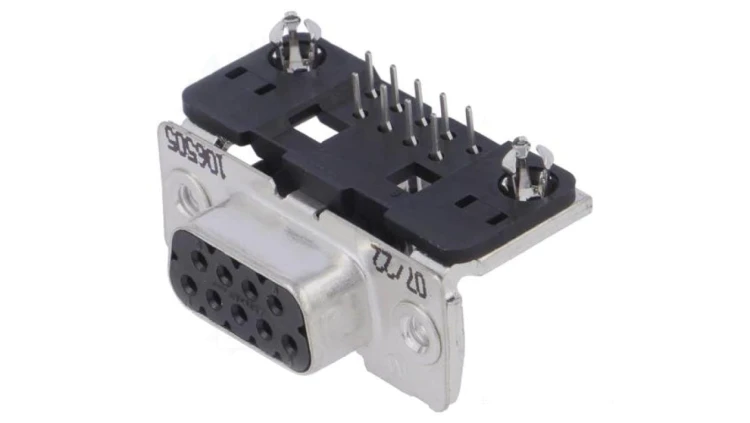 1-106505-2 D-Sub PIN: 9 gniazdo żeńskie zatrzask PCB kątowe 90 THT 6A