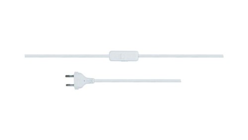 Przewód przyłączeniowy - wtyczka płaska OMYp 2x0,75mm2 - 2m - z wyłącznikiem - biały