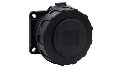 Gniazdo przemysłowe tablicowe proste 32A 3p 200V-250V /FE/ IP67 czarne