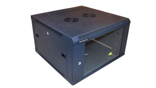 Szafa 19cali wisząca ZETA 6U 600x600 RAL9004 szkłod