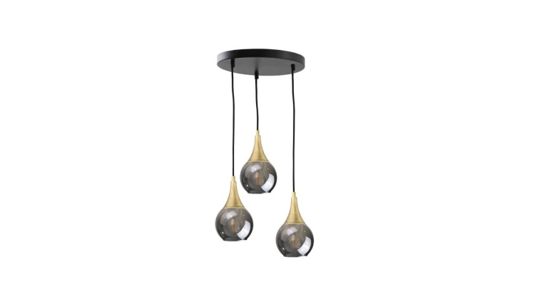 Lampa wisząca nowoczesna 3x E27 LACRIMA SMOKY/GOLD