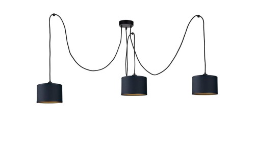 Lampa wisząca nowoczesna abażur 3xE27 FLOW BLACK LONG