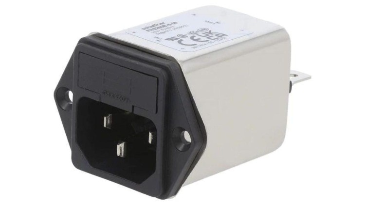 Złącze zasilające AC męskie 6A 250VAC C14 (E) 300uH FN9260B-6-06